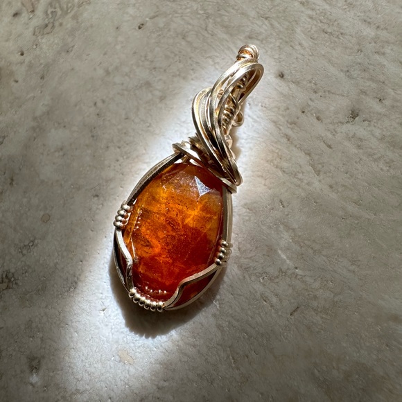 14k Gold Fill Orange Kyanite Necklace Pendant - Picture 2 of 7